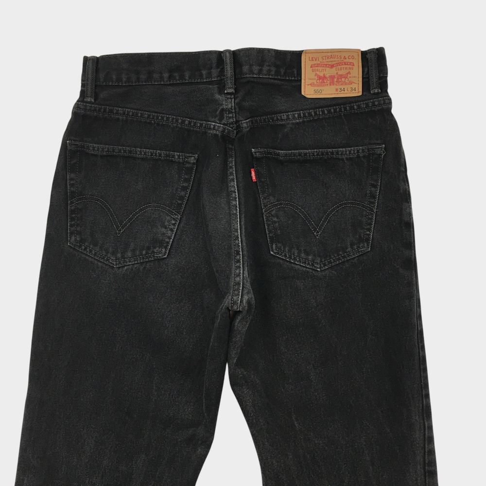 VINTAGE Levis 550 Relaxed Fit Jeans Mens 34x34 Black Denim Tapered Leg Pants